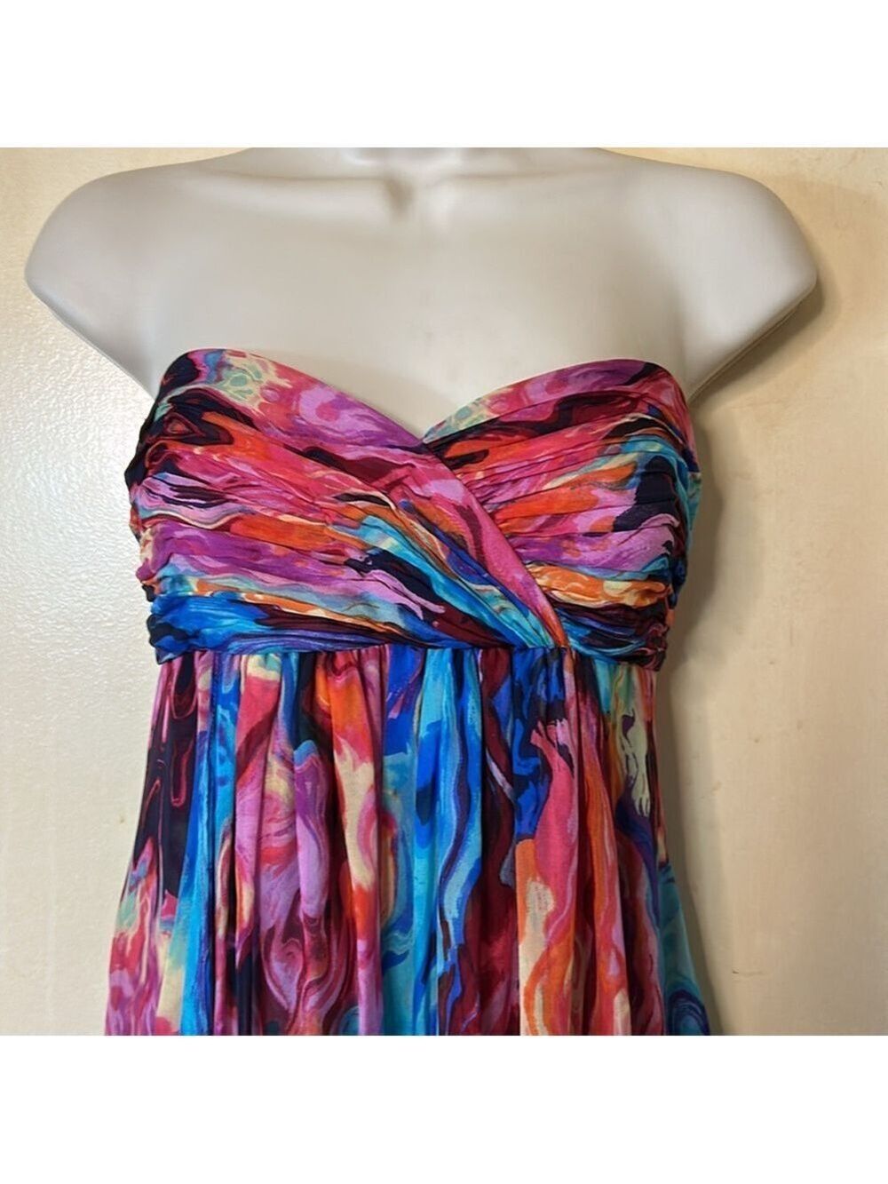 Laundry by Shelli Segal Spring Sunset Silk Strapless Gown size 8 - Picture 4 of 12